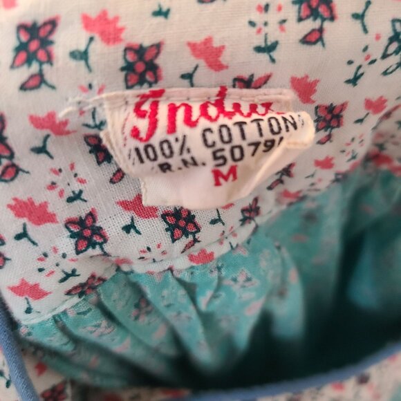 Indian Cotton Sundress by Indus Vintage 70s Patchwork Peasant Dress Size Medium - Picture 9 of 9